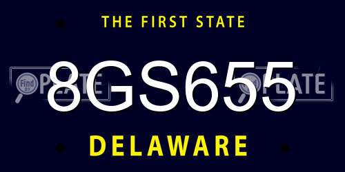 8GS655 Delaware License Plate