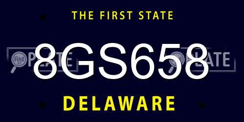 8GS658 Delaware License Plate