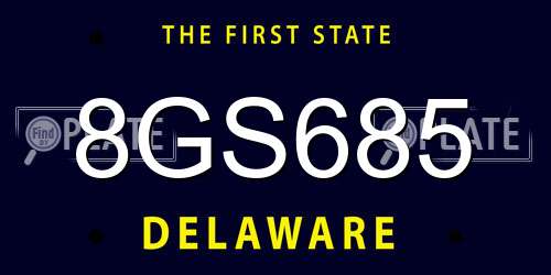 8GS685 Delaware License Plate