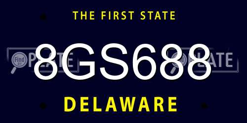 8GS688 Delaware License Plate