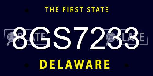 8GS7233 Delaware License Plate