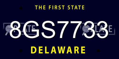 8GS7733 Delaware License Plate