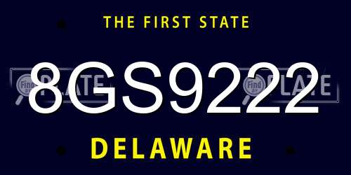 8GS9222 Delaware License Plate