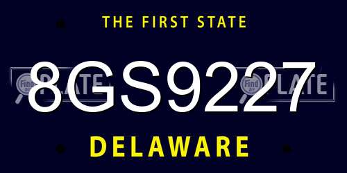 8GS9227 Delaware License Plate