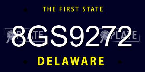 8GS9272 Delaware License Plate