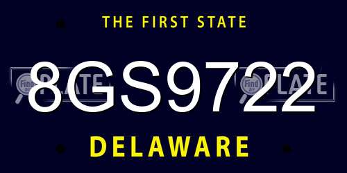 8GS9722 Delaware License Plate