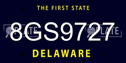 8GS9727 Delaware License Plate