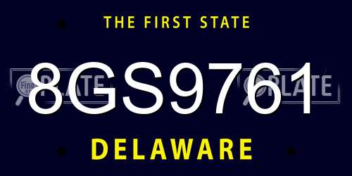 8GS9761 Delaware License Plate