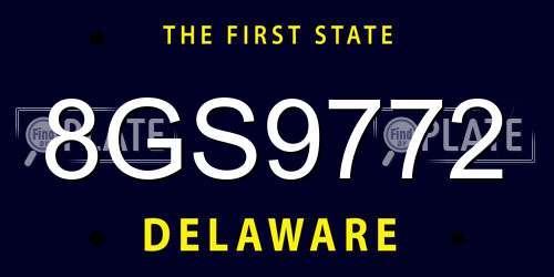 8GS9772 Delaware License Plate