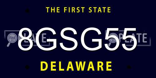 8GSG55 Delaware License Plate