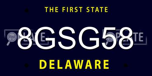 8GSG58 Delaware License Plate