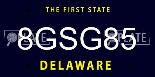 8GSG85 Delaware License Plate