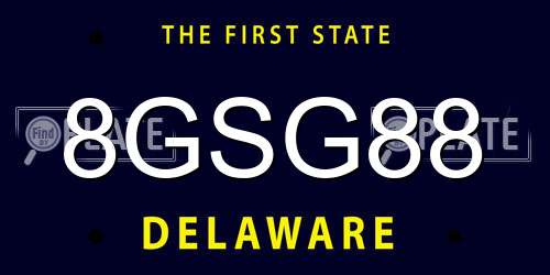 8GSG88 Delaware License Plate
