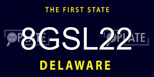 8GSL22 Delaware License Plate