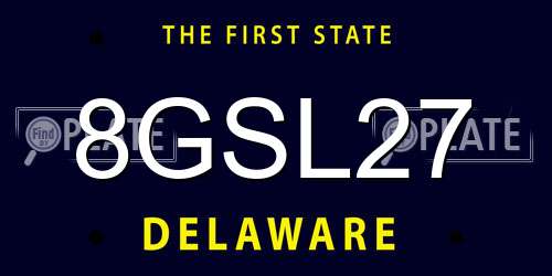 8GSL27 Delaware License Plate