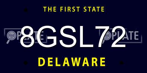 8GSL72 Delaware License Plate
