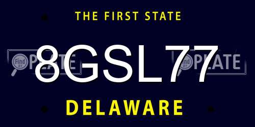 8GSL77 Delaware License Plate