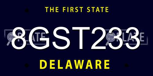 8GST233 Delaware License Plate