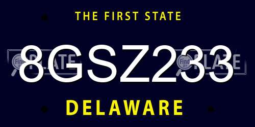 8GSZ233 Delaware License Plate