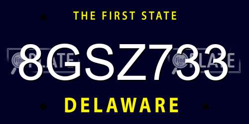 8GSZ733 Delaware License Plate