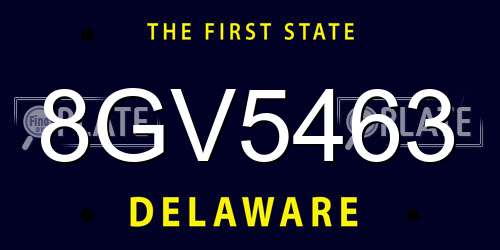 8GV5463 Delaware License Plate
