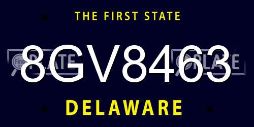 8GV8463 Delaware License Plate