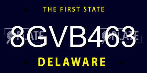 8GVB463 Delaware License Plate