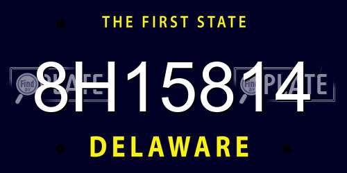 8H15814 Delaware License Plate