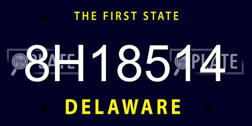 8H18514 Delaware License Plate