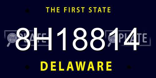 8H18814 Delaware License Plate