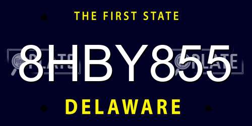 8HBY855 Delaware License Plate