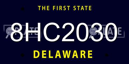 8HC2030 Delaware License Plate