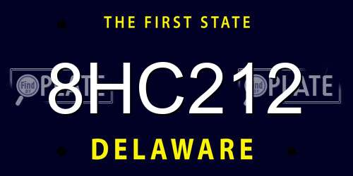 8HC212 Delaware License Plate