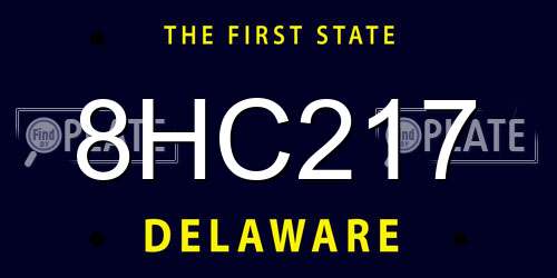 8HC217 Delaware License Plate