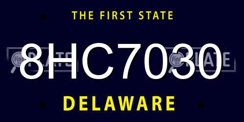 8HC7030 Delaware License Plate