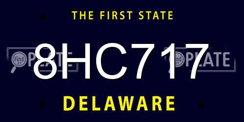 8HC717 Delaware License Plate