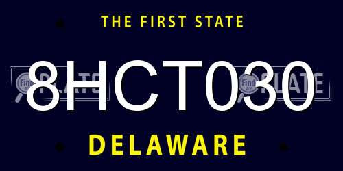8HCT030 Delaware License Plate