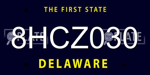 8HCZ030 Delaware License Plate