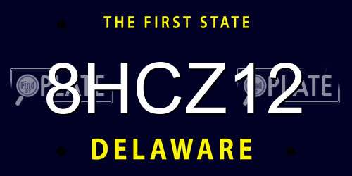 8HCZ12 Delaware License Plate