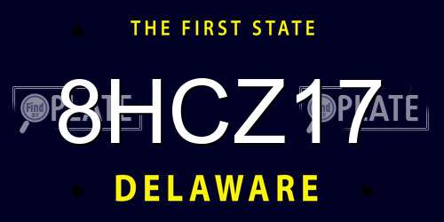 8HCZ17 Delaware License Plate