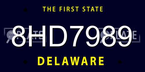8HD7989 Delaware License Plate