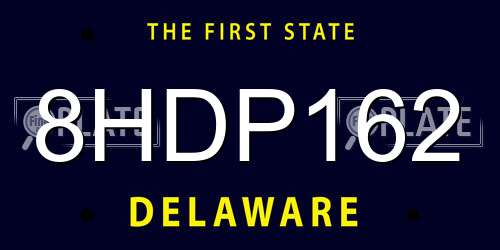 8HDP162 Delaware License Plate