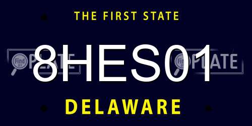 8HES01 Delaware License Plate