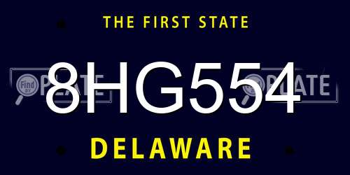 8HG554 Delaware License Plate