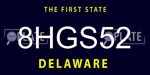 8HGS52 Delaware License Plate