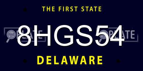 8HGS54 Delaware License Plate