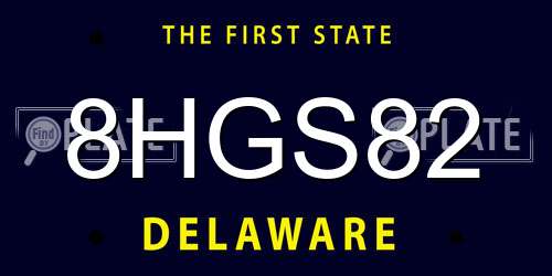 8HGS82 Delaware License Plate