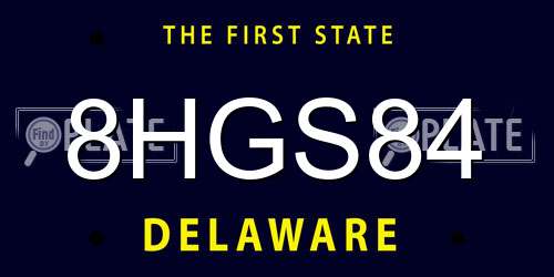 8HGS84 Delaware License Plate
