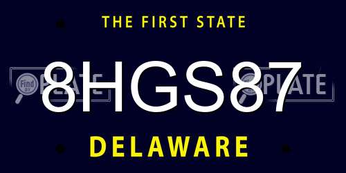 8HGS87 Delaware License Plate