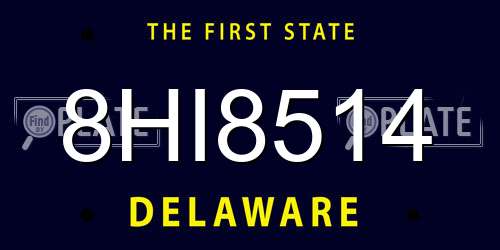 8HI8514 Delaware License Plate